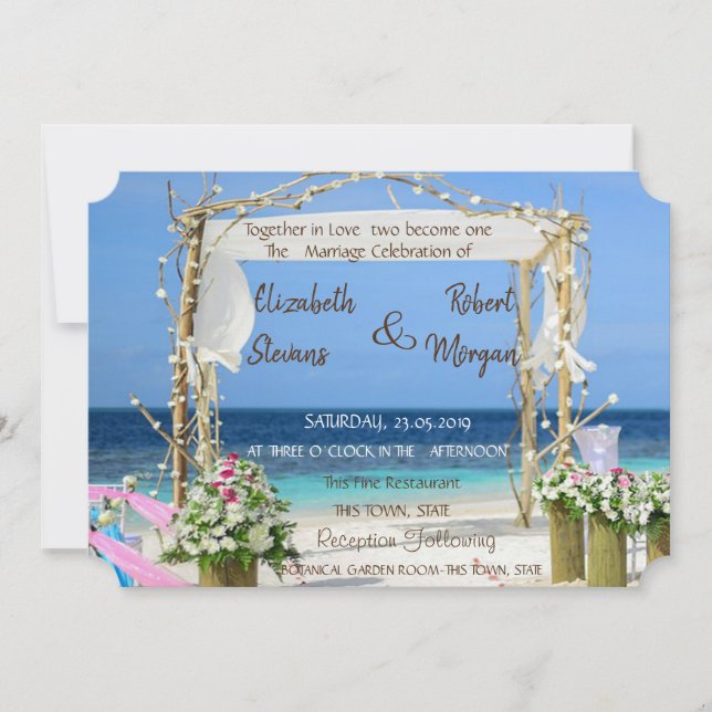 Invitación de Boda Floral Beach Arbor (Anverso)