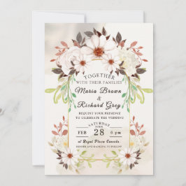 Invitación de boda floral beige