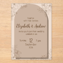 Invitación de boda floral beige elegante