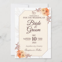 Invitación de boda floral beige elegante | Neutral