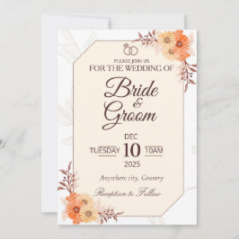 Invitación de boda floral beige elegante | Neutral