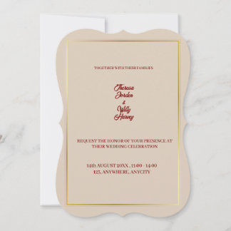 Invitación de boda floral beige y borgoña elegante