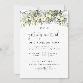Invitación de boda floral blanca