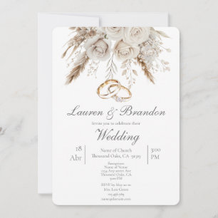 Invitación de boda floral blanca
