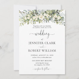 Invitación de boda floral blanca