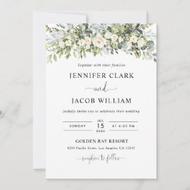 Invitación de boda floral blanca