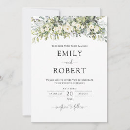 Invitación de boda floral blanca