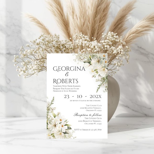 invitación de boda floral blanca (Subido por el creador)