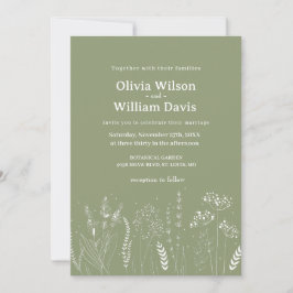 Invitación de boda floral blanca de flor silvestre