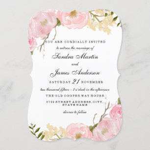 Invitación de boda floral blanca elegante