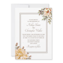 Invitación de boda floral blanca marfil champán