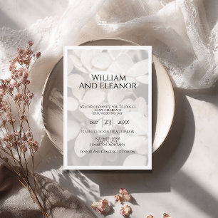 Invitación de boda floral blanca minimalista moder
