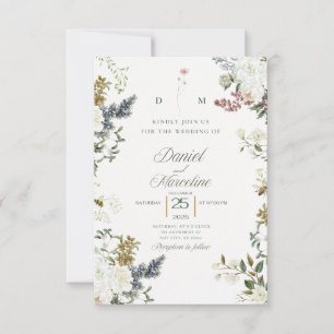Invitación de Boda Floral Blanca - reserve la fech