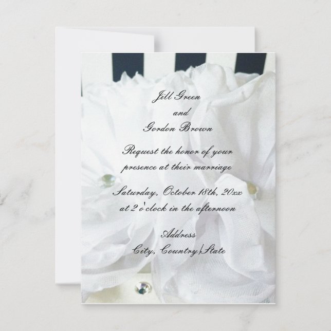 Invitación de boda floral blanca romántica (Anverso)