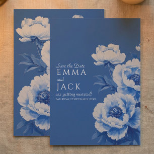 Invitación de boda Floral Blue Peony Save the Date