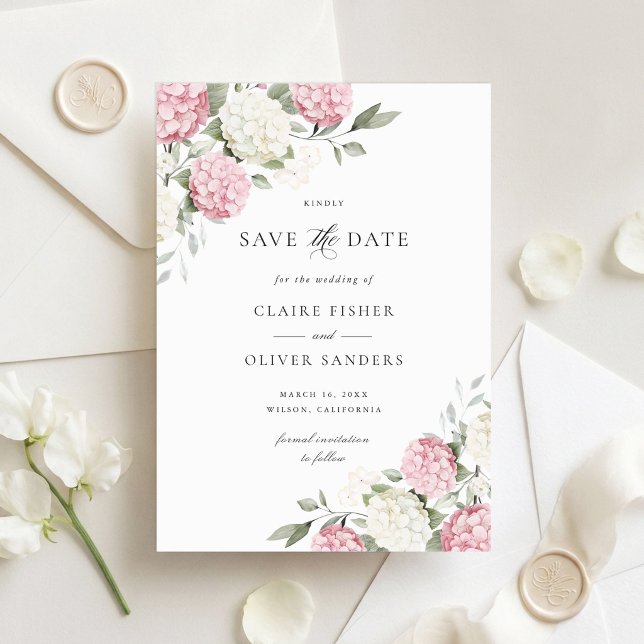 Invitación de boda Floral Blush Pink Hydrangea Sav (Subido por el creador)