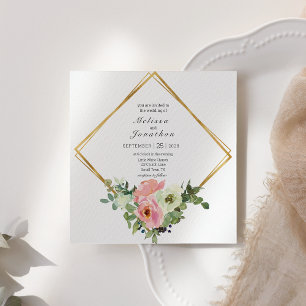 Invitación de boda floral Blush y cascarón de huev