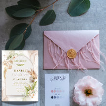 Invitación de boda floral boho