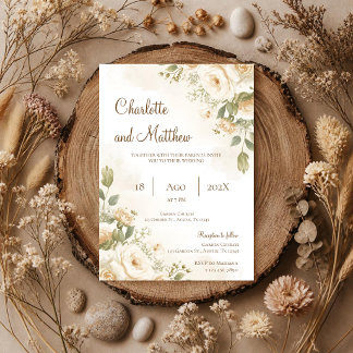 Invitación de boda floral boho
