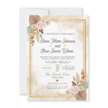 Invitación de boda floral Boho Blush
