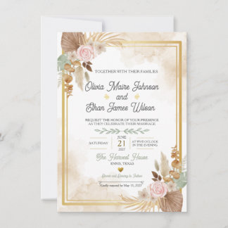 Invitación de boda floral Boho Blush