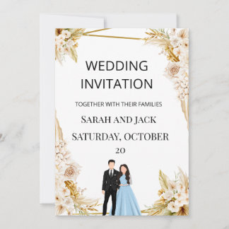 Invitación de boda floral boho de terracota rústic