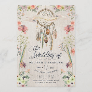 Invitación de boda floral Boho Dream Catcher