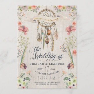 Invitación de boda floral Boho Dream Catcher