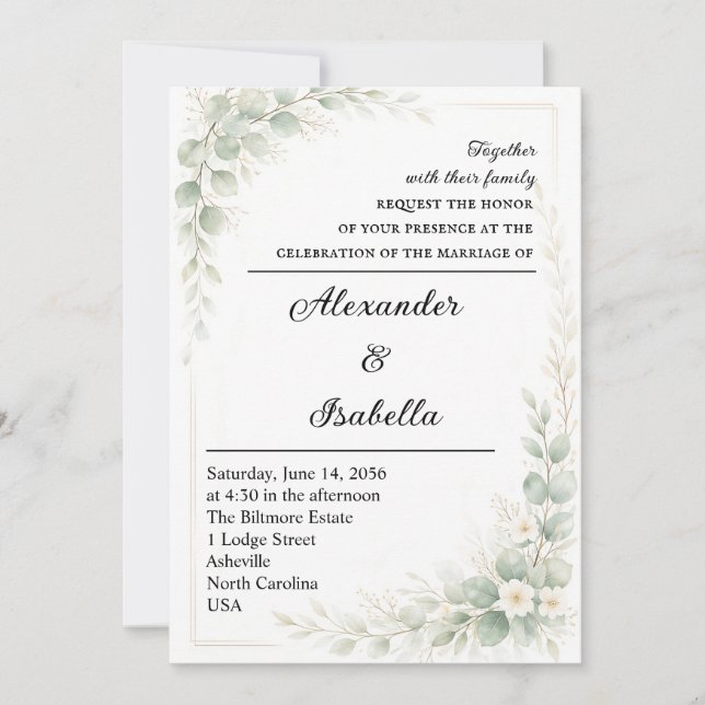 Invitación de Boda Floral Boho Elegante (Anverso)