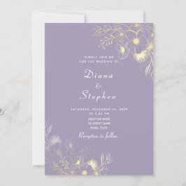 Invitación de boda floral boho lavanda