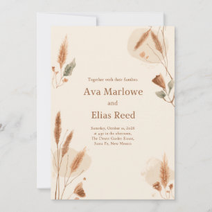 Invitación de boda floral boho minimalista