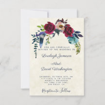 Invitación de boda floral boho roja