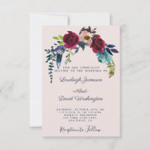 Invitación de boda floral boho roja