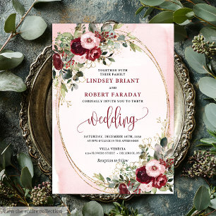 Invitación de boda floral boho romántico marsala d