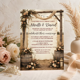 Invitación de boda floral boho rústica