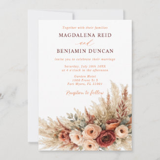 Invitación de Boda Floral Boho Terracota Pampas