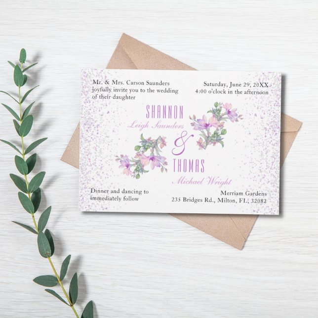 Invitación de boda floral bonita (Subido por el creador)