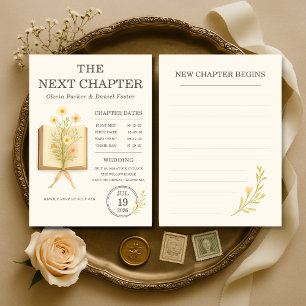 Invitación de Boda Floral Books Next Chapter Begin