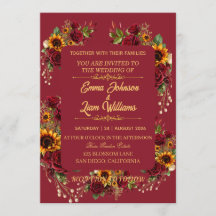 Invitación de boda floral borgoña