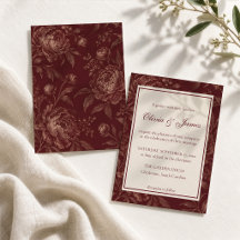 Invitación de boda floral borgoña