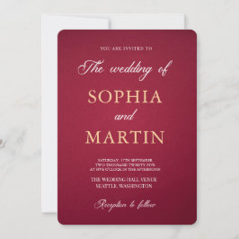Invitación de boda floral borgoña de lujo
