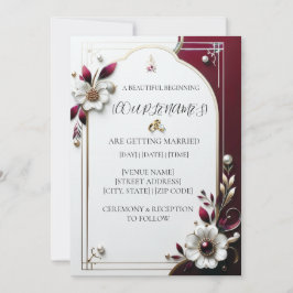 Invitación de boda floral borgoña elegante