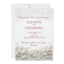 Invitación de boda floral borgoña en 3D White
