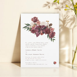 Invitación de boda floral botánica de Borgoña