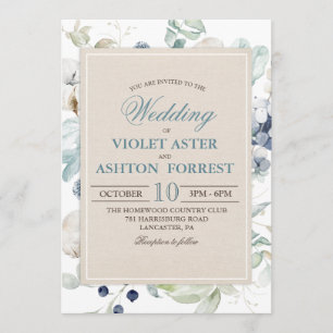 Invitación de boda floral botánica de invierno