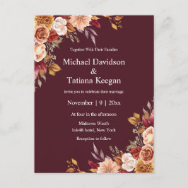 Invitación de boda floral botánica de otoño temper