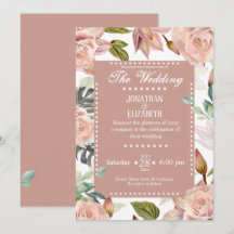Invitación de boda floral botánica elegante rosas