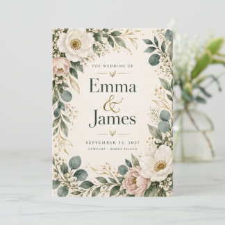 Invitación de boda floral botánica elegante | Salv