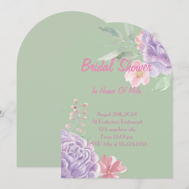 Invitación de boda floral botánica rosa (Anverso / Reverso)