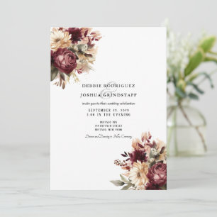 Invitación de boda floral burdeos granate